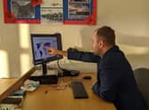 Oliver Thompson, Curriculum Leader for Humanities at Somercotes Academy, delivering a remote Geography lesson to students. This photo was taken in November 2020 while some Year 10 students were self-isolating.