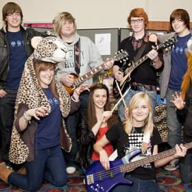 Concert organisers and participants, back, from left, Tom Downing, Tom Wardell, Pete Thicket, Benedict Kelley, front, Annabel Charlton, Lucy Adams, Lauren Bates, and Jamie Downing.