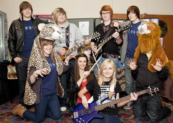 Concert organisers and participants, back, from left, Tom Downing, Tom Wardell, Pete Thicket, Benedict Kelley, front, Annabel Charlton, Lucy Adams, Lauren Bates, and Jamie Downing.