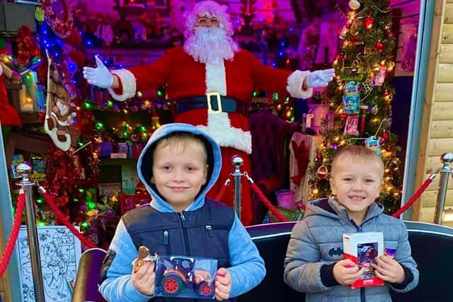 Children visiting Santa at Hardys Market in Ingoldmells.