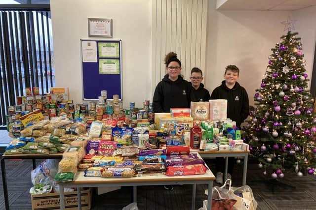 Students at Skegness Academy collected food to donate to the Storehouse Food Bank.