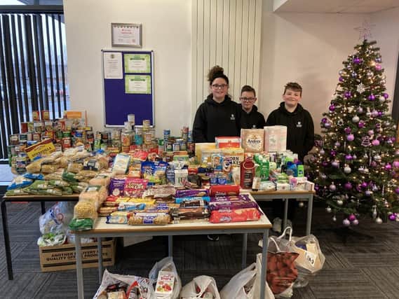 Students at Skegness Academy collected food to donate to the Storehouse Food Bank.