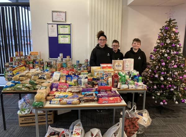 Students at Skegness Academy collected food to donate to the Storehouse Food Bank.