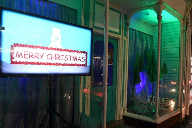 A digital display despigned by the community for the Hope and Light Festival in Louth.