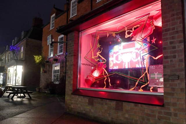 A digital display bringing an empty shop in Spilsby to life.