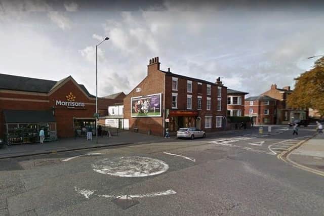 The large advertising board (above) would have been replaced by a digital one. This image shows the view across the road from Louth War Memorial.