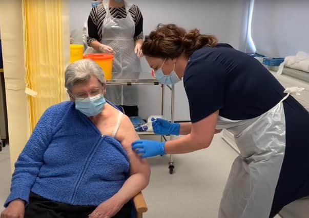 84-year-old retired NHS worker Janet Judson from Lincoln was the first person in Lincolnshire to get the new COVID-19 vaccine. EMN-200912-183841001