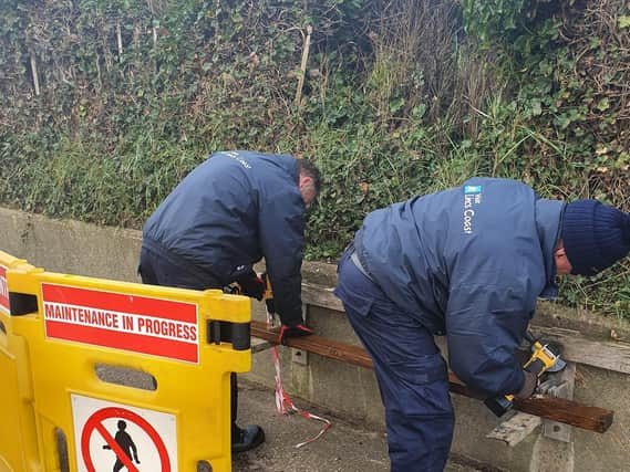 BID Rangers working on the benches in Chapel St Leonards.