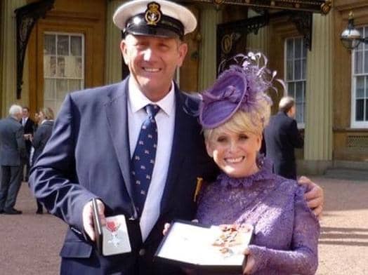 Ray Chapman pictured with Dame Barbara Windsor when he received his MBE.