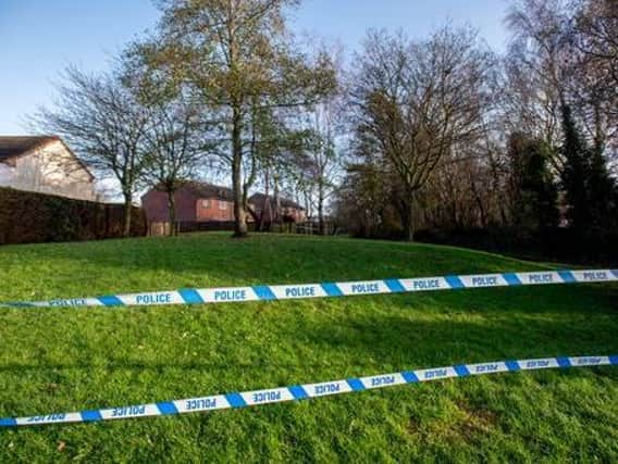 Police tape near the spot Roberts' body was found