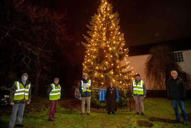 Horncastle Mayor Fiona Martin and members of the Tree of Light committee at the official switch on Photo John Aron Photography