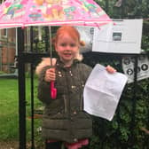 Caythorpe primary school pupil Isla Armitage, 5, starts the Christmas treasure hunt at the school.