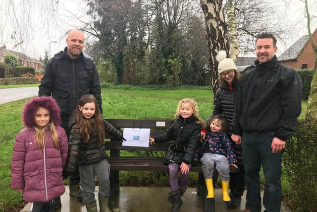 Families taking part in Caythorpe primary school's Christmas treasure hunt.
From left front: Isabella Slobodova-Hughes, 6, Colette Grantham, 7, Denver Harrison, 6 and Hugo Grantham, 3.
From left back: Kevin Harrison, Georgina Donald and James Donald.