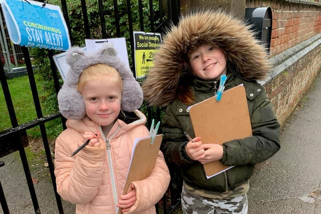 Families taking part in Caythorpe primary school's Christmas treasure hunt.