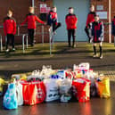 Some of the donations for the food bank, thanks to the Louth Old Boys Blacks U13s and Louth Old Boys