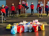 Some of the donations for the food bank, thanks to the Louth Old Boys Blacks U13s and Louth Old Boys