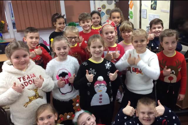 Year 3 pupils at the Richmond School on Christmas jumper day.