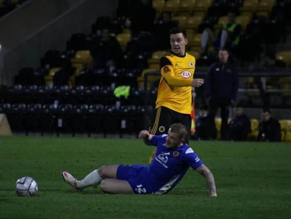 Connor Dimaio in action at the Jakemans Community Stadium. Photo: Oliver Atkin