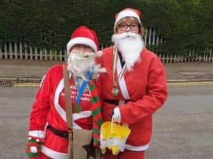 Rebecca Bardill completing her very own Santa Fun Run.