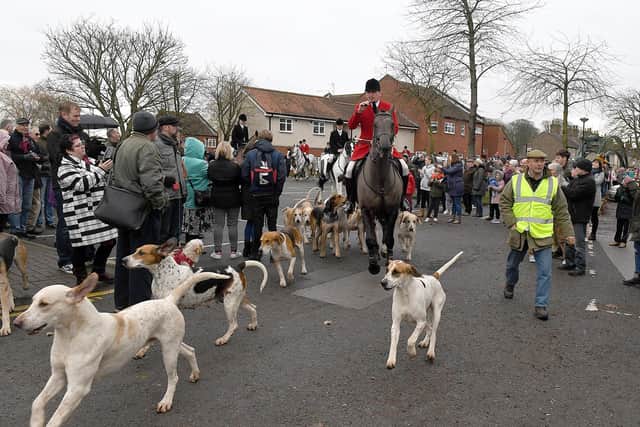 Blankney Hunt's Boxing Day meet in Eastgate Carpark in 2019, Sleaford. Hunt leaving Eastgate Car Park. EMN-201223-102549001