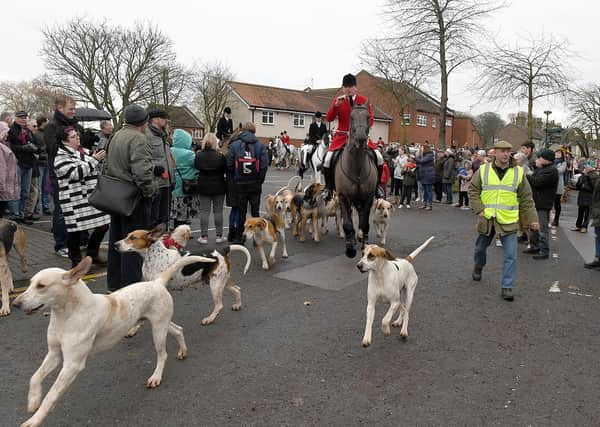 Blankney Hunt's Boxing Day meet in Eastgate Carpark in 2019, Sleaford. Hunt leaving Eastgate Car Park. EMN-201223-102549001