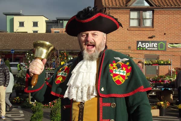Sleaford Town Crier John Griffiths will be ringing a bell for Santa. EMN-201224-123555001
