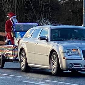 Santa distributing sweets in Skegness on Christmas Day.