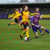 Matt Tootle pushes forward during the 2-0 victory over Alfreton. Photo: Oliver Atkin.