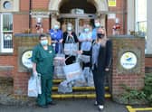 Staff at St Barnabas Hospice received their gift bags from Helene Key, Sales Manager at Chestnut Homes