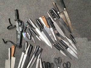 Among the weapons handed in to police were knives, machetes, knuckledusters an imitation firearm and a crossbow.