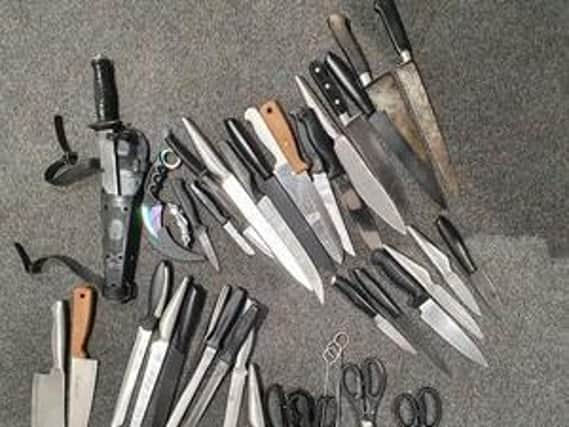 Among the weapons handed in to police were  knives, machetes, knuckledusters an imitation firearm and a crossbow.
