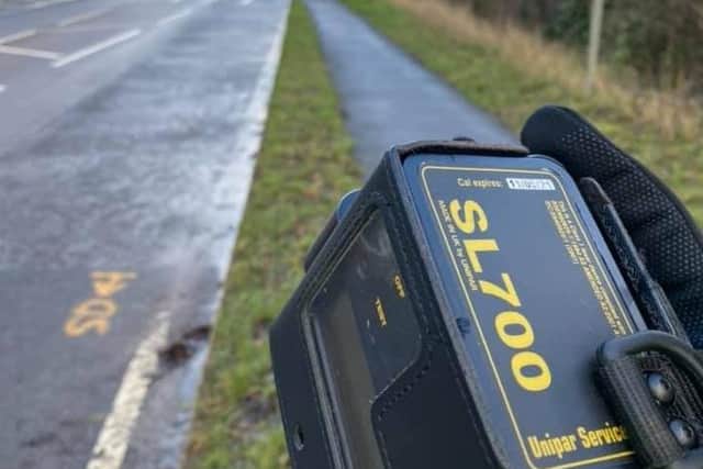 Speed checks underway on London Road in Sleaford by police. EMN-210401-183542001