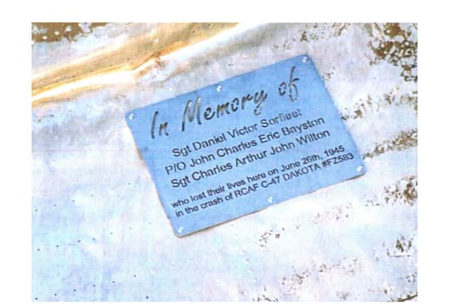 A memorial plaque placed on the wreckage by Cye Laramie - the American who visited the site and did so much to help the family. Photo: Cye Laramie