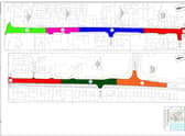Phases of the work being done on Roman Bank Phase one is shown in lime green, 2 in pink, 3 in blue, 4 in red,  5 in dark green and 6 in orange.