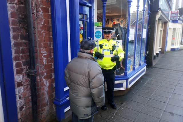 On patrol: PCSO Wass chats to a resident in Horncastle’s High Street