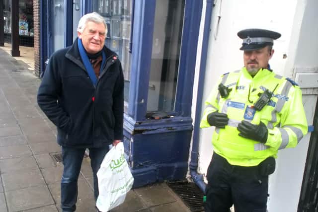 High praise: Town councillor Alan Lockwood with PCSO Wass