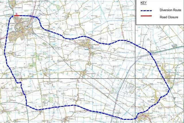 The diversion route planned when the A17 or roundabout is closed.. EMN-210701-173621001