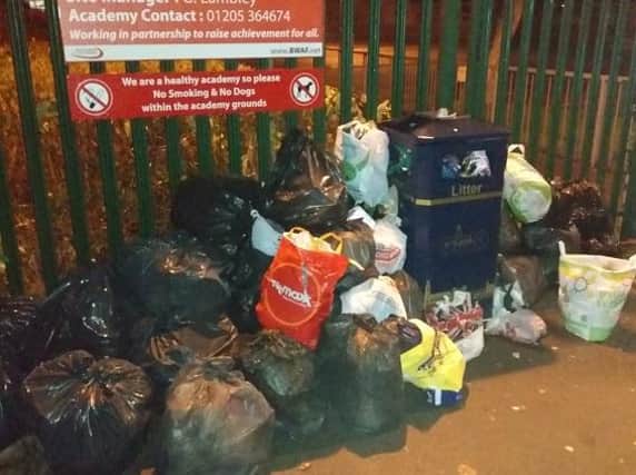 The fly-tipping outside Carleton Road Academy