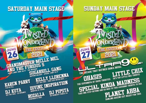 The Main Stage line-ups for the Twisted Wonderland festival.
