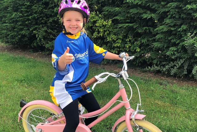 Millie Blagdon, supporting the Hospice’s ‘On Yer Bike’ fundraiser.