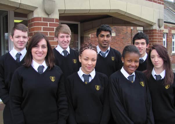 Tapping into the European market ... Pictured (back, fromleft) Jack Boyfield, 17, of Fishtoft, Edward Spenceley, 16, of Donington, Krishna Ramana, 17, of Boston, and Giorgio Kerman-Fiore, 16, of Boston, (front) Evie Kerman-Fiore, 17, of Boston, Biancha-Jade Pennington, 16, of Boston, Naomi Omokhodion, 17, of Sibsey, and Lucy Kerrigan, 16, of Boston.