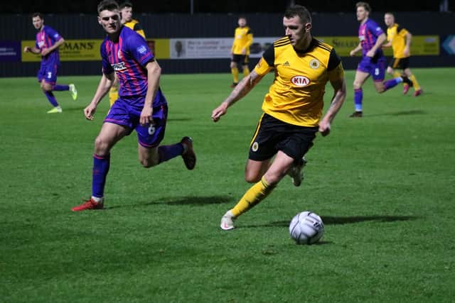 Joe Leesley in action against Alfreton on Boxing Day. Photo: Oliver Atkin.