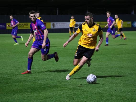 Joe Leesley in action against Alfreton on Boxing Day. Photo: Oliver Atkin.