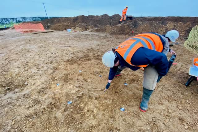 Archaeologists at work on the Anglian Water pipeline sites near Navenby. EMN-210114-093118001