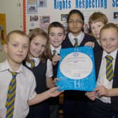 Pictured (from left) Jake Dutchak, eight, Niamh Young, eight, Thomas Cozens, 11, Tajri Salek, 11, Adam Locking, nine, and Libby Dean-Allen, nine.