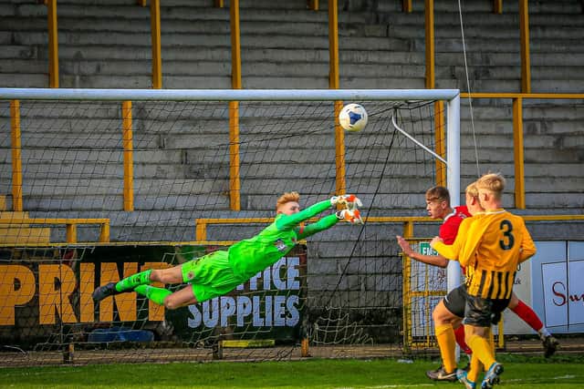 Frestle makes a save against York in a youth team match. Photo: David Dales