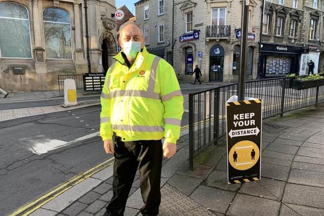 One of North Kesteven's new covid safety ambassadors now in post in the district. EMN-210118-152943001