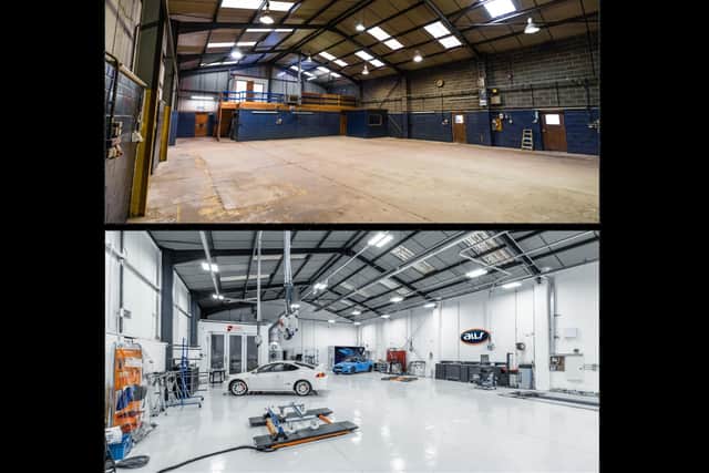 Before and after the transformation at AW Repair Group Boston.