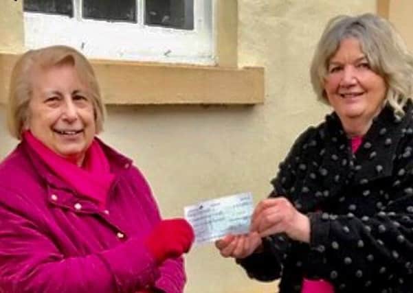 Hubbard’s Hills Trust Secretary Jill Makinson-Sanders was delighted to receive a generous cheque from Mrs June Lyall of the Louth Hospital Club.