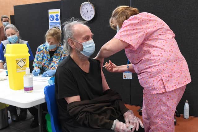 John Lewis, of Algarkirk, had his vaccination on Monday at the Princess Royal Sports Arena.